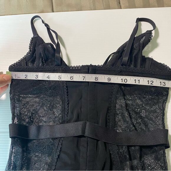 Adore me sexy black lace Black Lace Corset lace front garter straps 34B - Picture 11 of 13